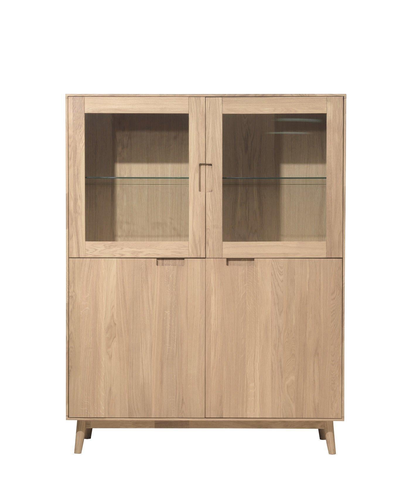 NordicStory Armario Vitrina de madera maciza de roble